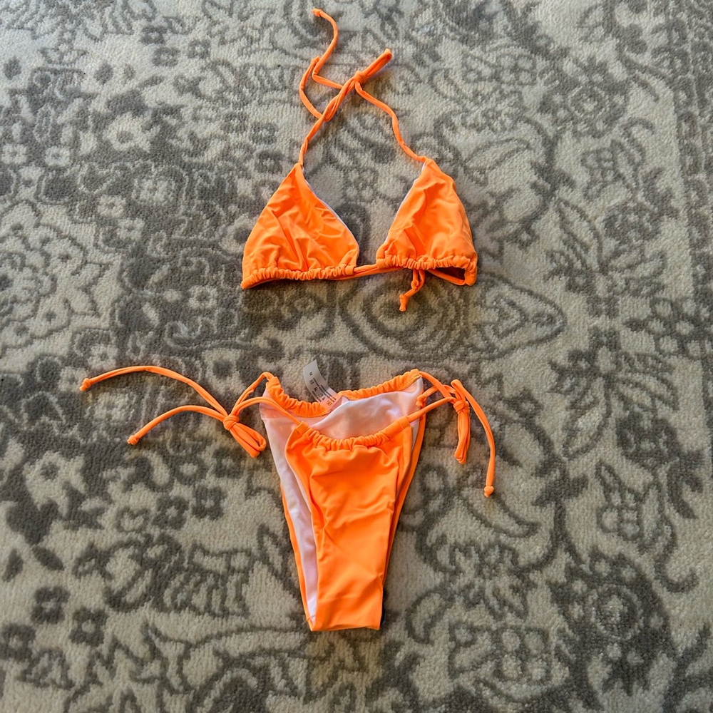 NWT Neon Orange String Bikini Set
